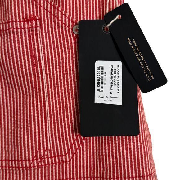 NWT Rag & Bone Red & White Striped Workwear Overalls – Size S – Retail $550 - Picture 5 of 8